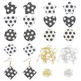 Olycraft DIY Dangle Earring Making Kits, 16Pcs Heart & Geometry Cellulose Acetate(Resin) Pendants, Iron Jump Rings & Earring Hooks