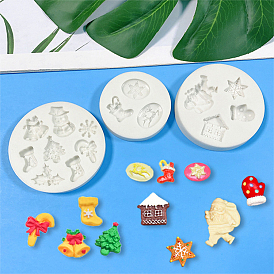 Christmas Theme Silicone Molds, Fondant Molds, Resin Casting Molds, for Chocolate, Candy, UV Resin & Epoxy Resin Jewelry Making