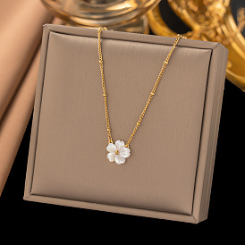 Stainless Steel & Seashell Flower Pendant Necklaces, Fashionable and Versatile