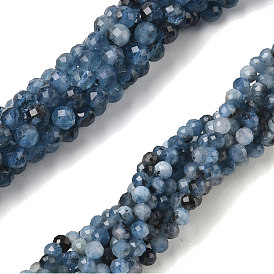 Нити бусины из натурального синего аквамарина дьявола, граненые, круглые