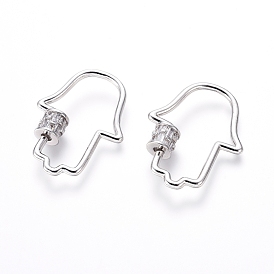 Латунные микропаве, кубический цирконий, винт, карабин, подвески с замком, для изготовления ожерелий, прозрачные, hamsa рука / рука fatima / рука miriam