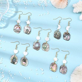 Natürliche Süßwassermuscheln & Paua-Muscheln 304 Ohrhänger aus Edelstahl für Damen, Mischformen