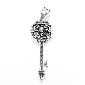 316 большие подвески из хирургической нержавеющей стали, со стразами, ключ