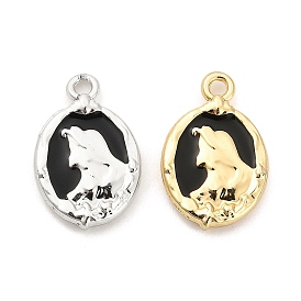 Подвески из черного эмалевого сплава с покрытием стойки, овал с девчачьим шармом