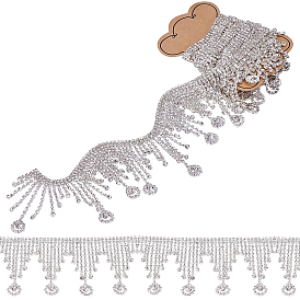 1 Yard Glass Rhinestone Cup Chains, Tassel Chains, with Brass Chain