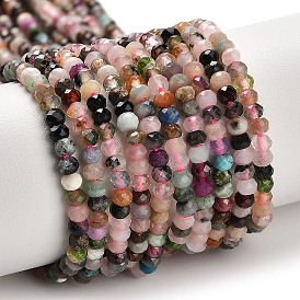 Natural Mixed Gemstone Beads Strands, Faceted, Rondelle, Mixed Dyed and Undyed