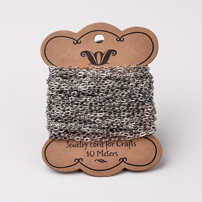304 Stainless Steel Cable Chains, Soldered, Flat Oval