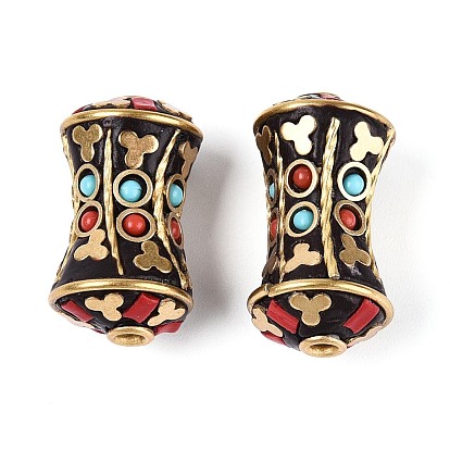 Индонезийские бусины ручной работы, песочные часы, со смолой и непокрытой латунью