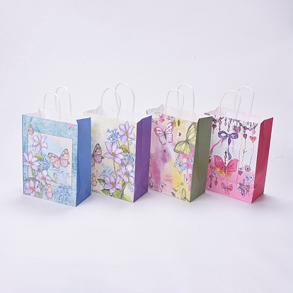Fábrica de Bolsas de regalo papel con de mariposas con para cumpleaños boda fiesta de navidad, Rectángulo 15x21x8 cm a granel en línea - PandaWhole.com