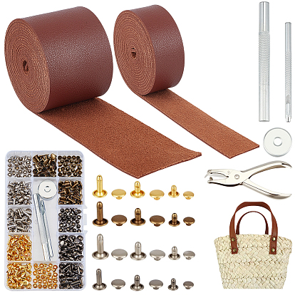 DIY Jewelry Making Kits, including PU Leather Ribbon, Round Iron Rivets Kits