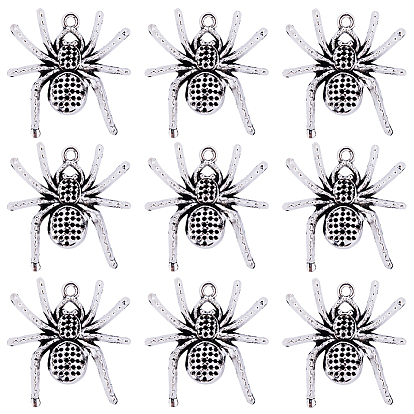 30 шт. Подвески из сплава в тибетском стиле, античное серебро, очарование паука