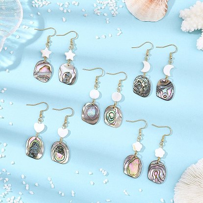 Natürliche Süßwassermuscheln & Paua-Muscheln 304 Ohrhänger aus Edelstahl für Damen, Mischformen