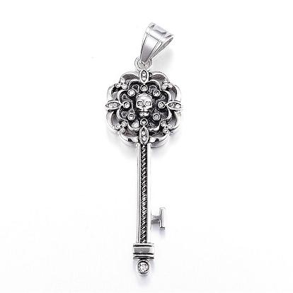 316 большие подвески из хирургической нержавеющей стали, со стразами, ключ