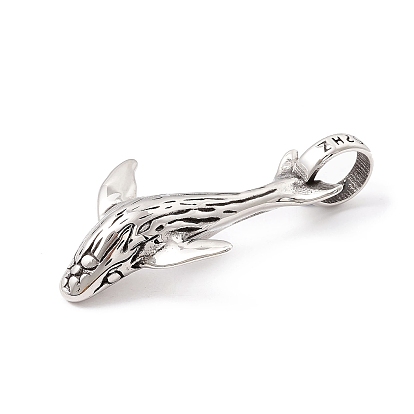 Tibetan Style 304 Stainless Steel Pendants, Whale