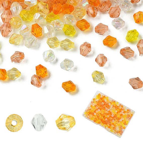 500 шт 5 цвета прозрачные акриловые бусины, двухконусные