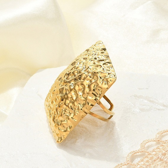 Текстурированный квадрат 304 из нержавеющей стали открытые манжеты кольца для женщин