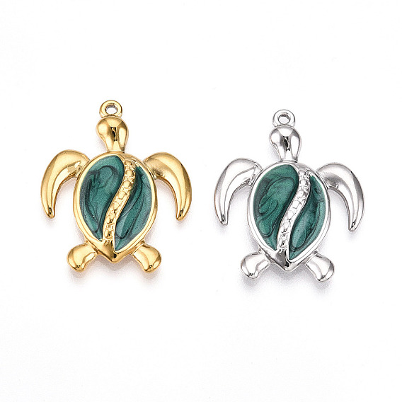 304 подвески из нержавеющей стали, с эмалью, прелести черепахи, ионное покрытие (ip)