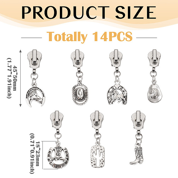 14 ползунки на молнии из легкого сплава, Сплав с подвесками