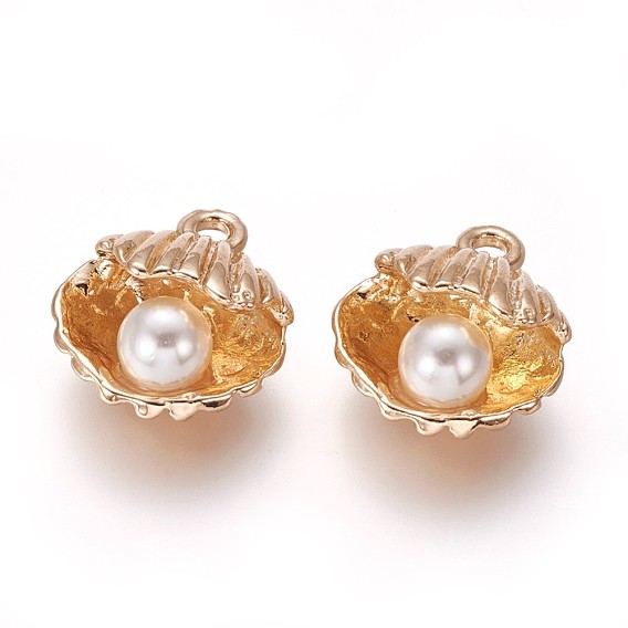 Alloy Pendants, with Acrylic Imitation Pearl, Shell