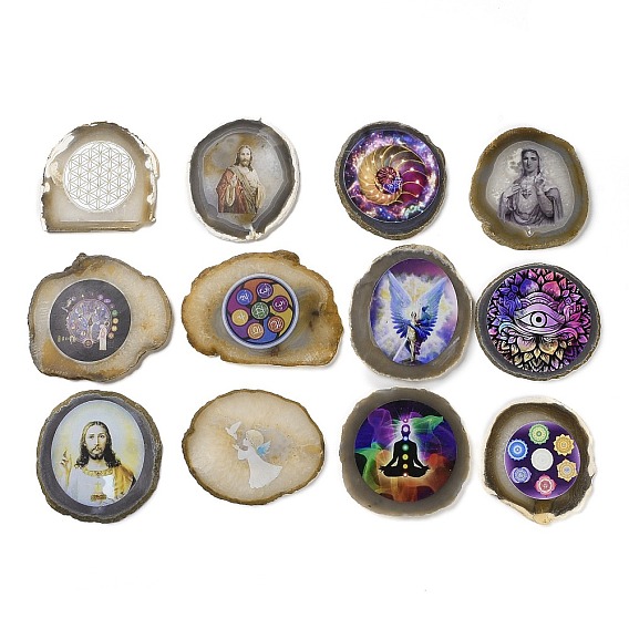 Печатный орнамент из кусочков натурального агата, декор для домашнего офиса на удачу