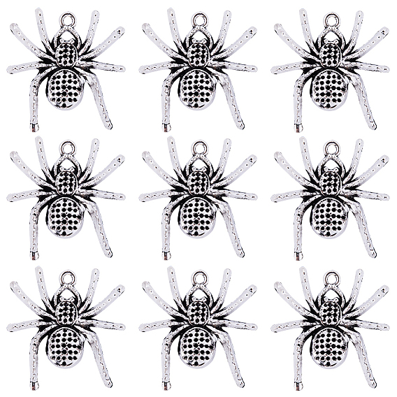 30 шт. Подвески из сплава в тибетском стиле, античное серебро, очарование паука