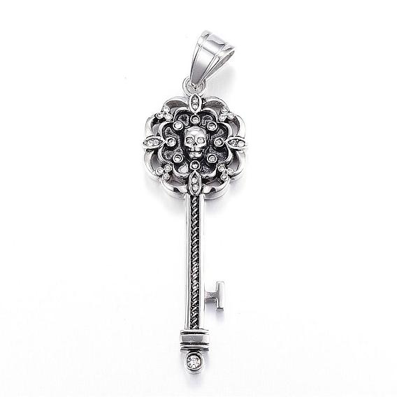 316 большие подвески из хирургической нержавеющей стали, со стразами, ключ