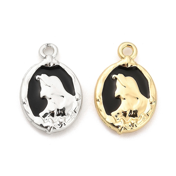 Подвески из черного эмалевого сплава с покрытием стойки, овал с девчачьим шармом