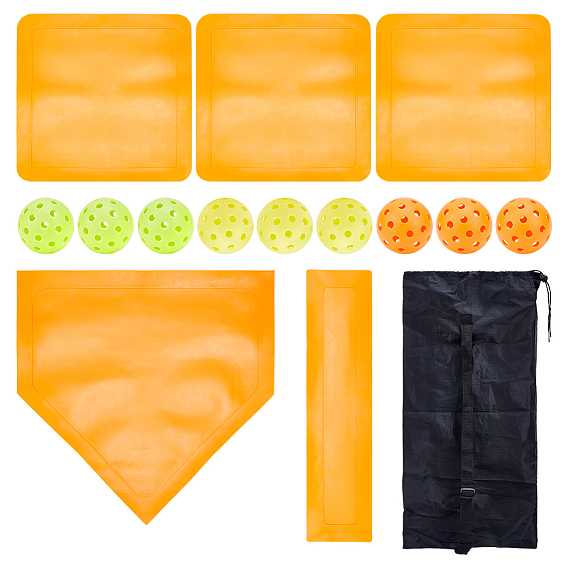 9шт. 3 цвета 26 отверстие для пиклбола из ТПЭ для занятий спортом на открытом воздухе, с 1 комплектом водонепроницаемой сумки для бейсбольных баз из ТПЭ