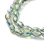Electroplate Glass Beads Strands, Half Plated, Faceted, Oval, 6x4mm, Hole: 1mm