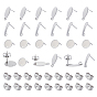 60Pcs 3 Style 304 Stainless Steel Stud Earring Findings, with Loop and Flat Plate, with 40Pcs Ear Nuts/Earring Backs, Flat Round & Teardrop & Oval