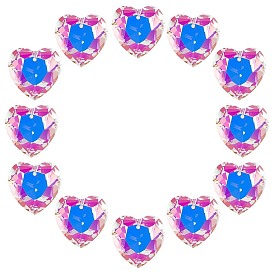 12 шт. Стеклянные подвески, сердце, AB цвет, граненые