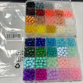 1000 Stück 40 Farben Backfarbe Imitation Jade Glas runde Perlen