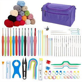 DIY Crochet Kit, Including Manual Booklet, Wool Yarn, Needle, Fiber Filler, Support Wire, Random Color Crochet Hook & Stitch Marker