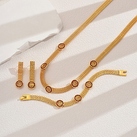 Винтажный дизайн железные цепочки с паве из кубических цирконий, браслеты, серьги и ожерелья для женской вечеринки