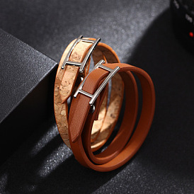 Bracelets ajustables à double tour en similicuir, avec fermoirs magnétiques en alliage