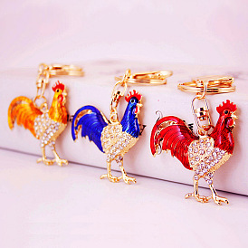 Cute Metal Rooster Car Keychain Bag Pendant Accessory Gift 1113.