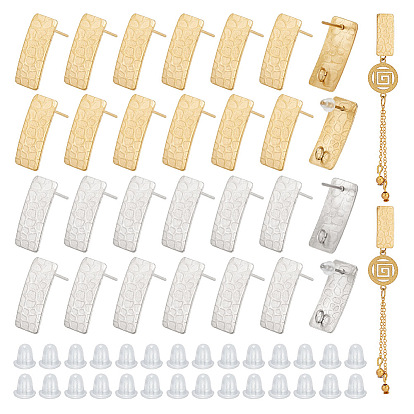 32шт. 2 цвет 304 серьги-гвоздики из нержавеющей стали, прямоугольные, с вертикальными петлями и пластиковыми ушными гайками 80шт.