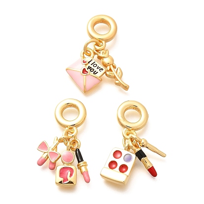 Латунная эмаль макияж европейские подвески-шармы, Подвески с большими отверстиями, без кадмия, без никеля и без свинца, реальный 18 k позолоченный
