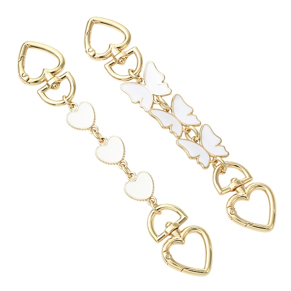 2 шт. 2 стили сплав эмалированные цепочки в форме сердца и бабочки для сумок-удлинителей, с поворотными застежками, для замены ремней для мешков, золотой свет