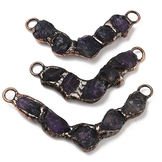 Природный аметист большие кулоны, подвески в форме буквы V с латунной фурнитурой