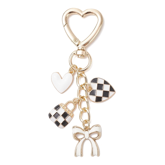 Подвеска-сердце в виде банта ко Дню святого Валентина из сплава и эмали, с поворотными застежками из сплава в форме сердца