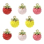 8Pcs 4 Colors Alloy Enamel Pendants, Golden, Raspberry Charms
