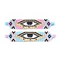 Handmade Seed Beads Links Connectors, with Elastic Thread, Loom Pattern, Rectangle with Evil Eye
