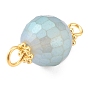 Electroplate Glass Beads Links, with Golden Iron Pin, Alloy SnowflakeSpacer Beads, Frosted Style, Faceted Round