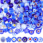 160Pcs 8 Styles Handmade Millefiori & Evil Eye Lampwork Beads, Mixed Shapes