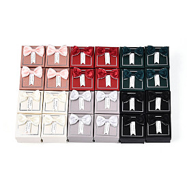 6 Цветные картонные коробки для ювелирных наборов, для ожерелья, Браслеты, кольцо, серьга, с бантиком снаружи и черной губкой внутри