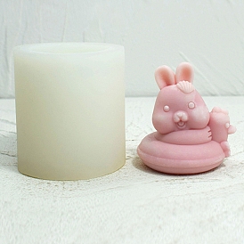 3D Rabbit with Duck Swim Ring DIY Food Grade Silicone Candle Molds, Aromatherapy Candle Moulds, Scented Candle Making Molds