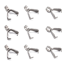 201 Stainless Steel Pinch Bails, Ice Pick Pinch Bails for Pendant Making, 8.5x3.5mm, Hole: 2.5mm, Pin: 0.6mm
