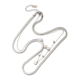 201 двухслойные ожерелья из нержавеющей стали в виде змейки, квадратных кулон ожерелье