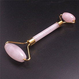 Natural Rose Quartz Double-end Facial Rollers, Double-headed Facial Eye Roller Beauty Device